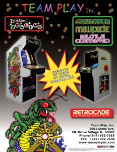 Video game manufacturer Team Play Inc's Centipede Millipede Missile Command video game