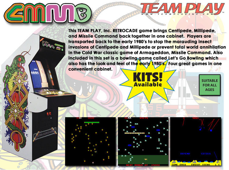 Centipede Millipede Missile Command video game by video game manufacturer Team Play, Inc.