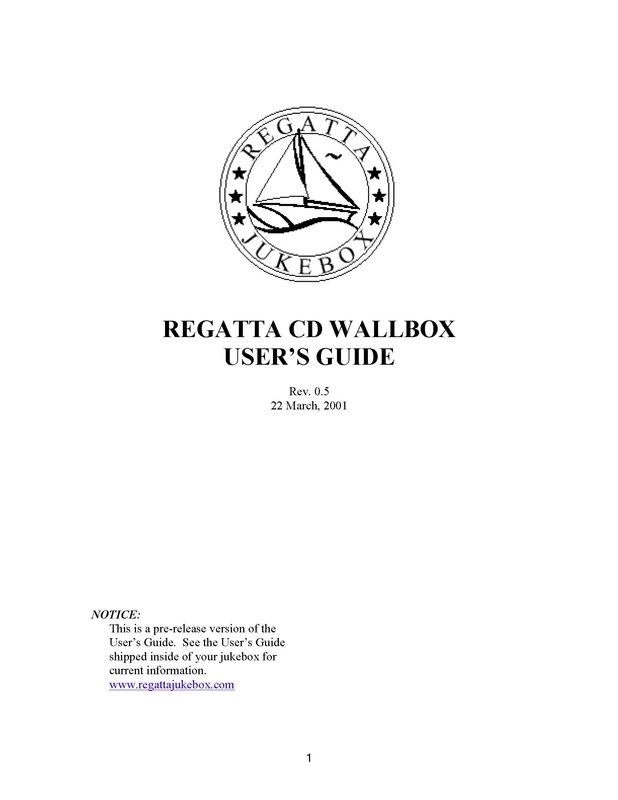 Regatta Jukebox Manual for Wallbox