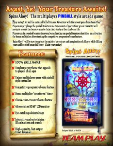 Spins Ahoy! Pinball Flier Back